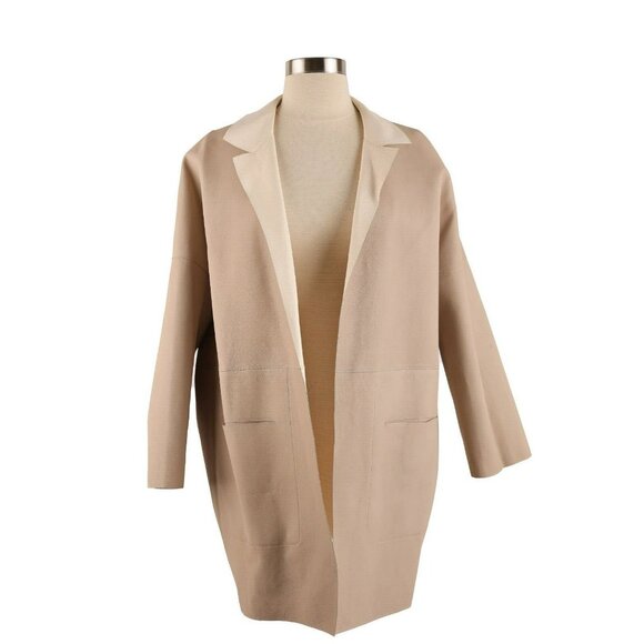 $6500 Loro Piana Reversible Leather Coat SZ L Beige/Cream NEW